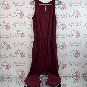 Pretty garden one piece jumpsuit pants suit Elegant Sleeveless Maroon Jumpsuit
